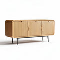 Wooden sideboard with three doors and black metal legs 120 x 40 x 75cm