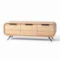 Wooden media console with three drawers and metal legs 55 x 15.7 x 19.7 inches
