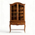 Wooden display cabinet with glass doors and three storage drawers 80 x 40 x 180cm