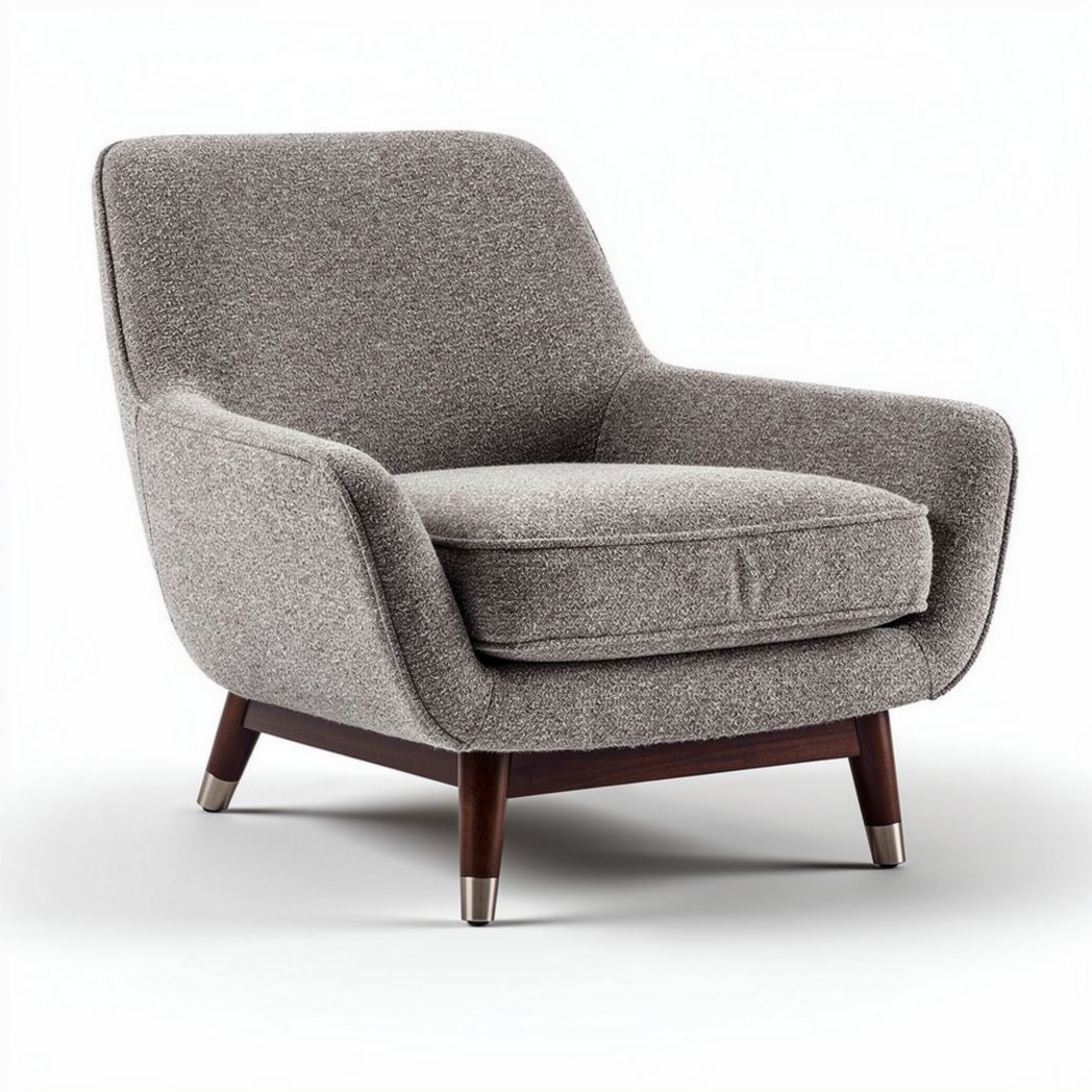 Fabric armchair with wooden legs in grey color 80 x 80 x 80cm