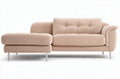 Modern beige fabric sectional sofa with tufted cushions and metal legs