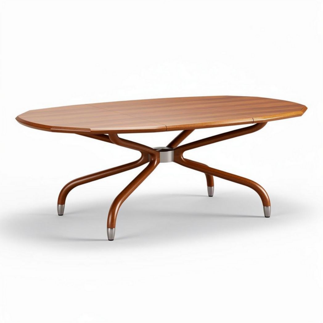 Wood oval dining table with metal base 120 x 80 x 75cm in walnut finish