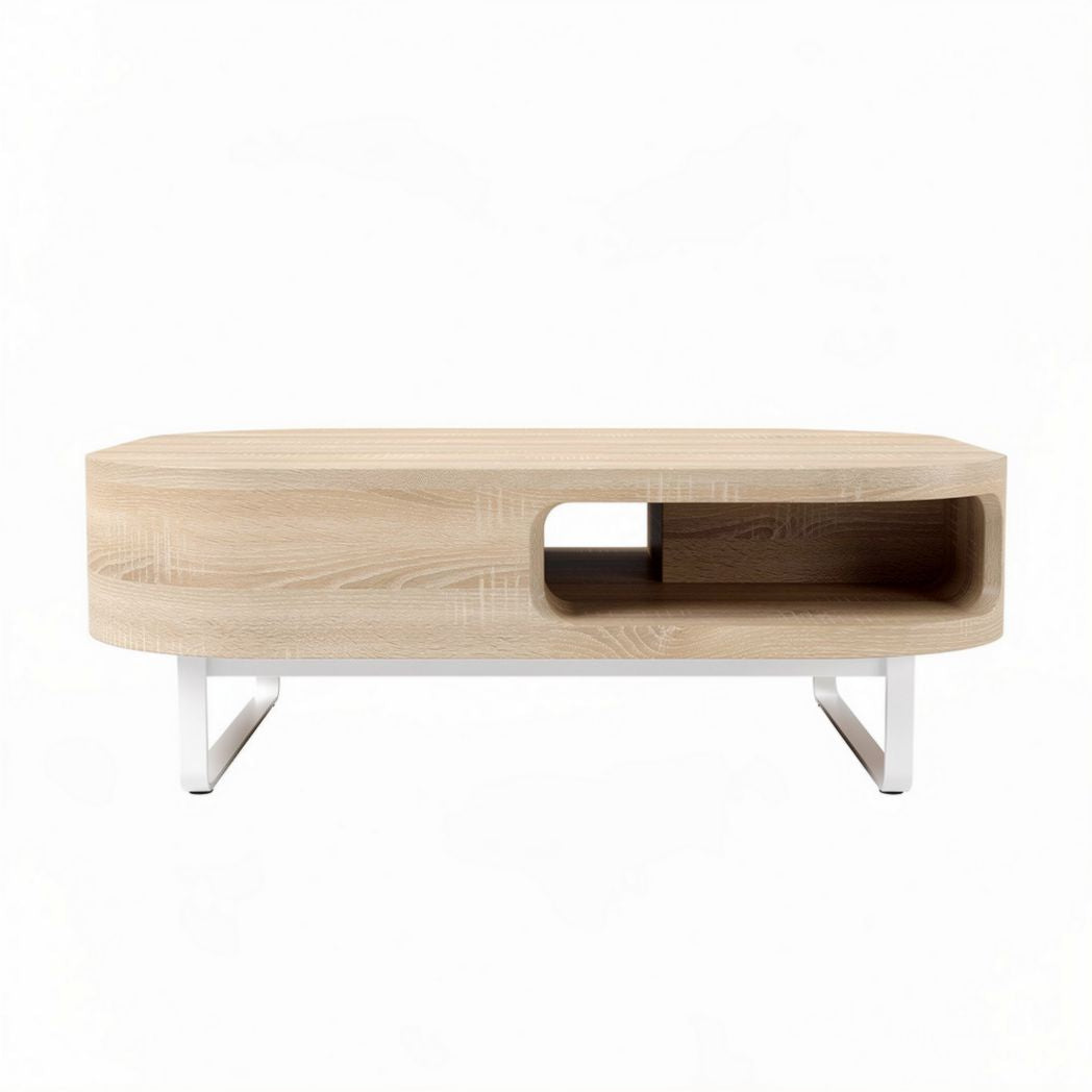 Wooden coffee table with storage space and metal legs 120 x 60 x 40cm